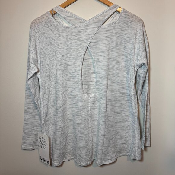 NWT Lululemon Back Into It Long Sleeve in Space Dye Ice Grey Alpine White, Sz 4 - Picture 8 of 8